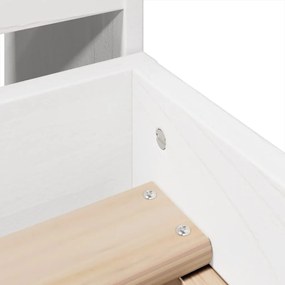 Cama sem colchão 90x200 cm madeira de pinho maciça branco