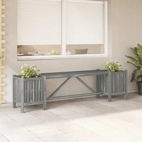 vidaXL Banco de jardim com 2 vasos 150 cm acácia maciça cinzento