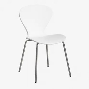 Cadeira De Jantar Empilhável Uit Cinza Cromado & Polipropileno Branco - Sklum