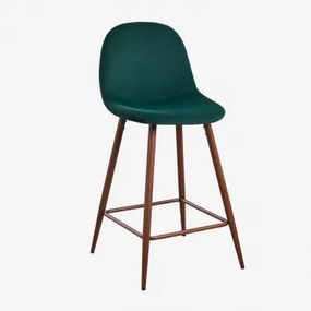 Pacote De 4 Bancos Altos Em Veludo Glamm Madeira Escura & Verde Selva & ↑65 Cm - Sklum