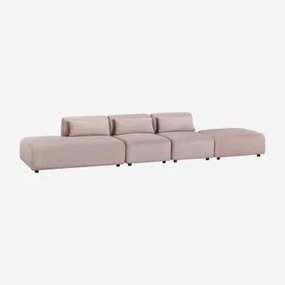 Sofá Modular De 3 Peças Com Chaise Longue Esquerda E Pufe Fogler Bombazina Rosé - Sklum