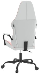 Cadeira gaming massagens couro artificial branco e rosa