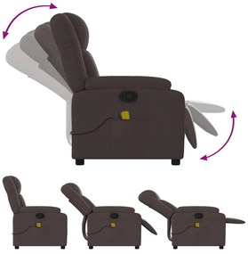 Poltrona de massagens reclinável tecido castanho-escuro