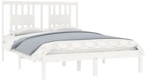 Estrutura de cama casal 135x190 cm madeira maciça branco