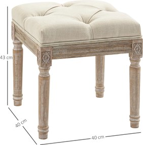 Banco Vintage com Assento Capitonê Sorrento – 40x40x43 cm – Bege – Pés