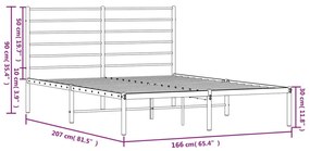 Estrutura de cama com cabeceira 160x200 cm metal branco