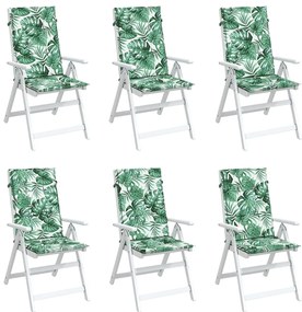Almofadões cadeira de encosto alto 6 pcs tecido folhas