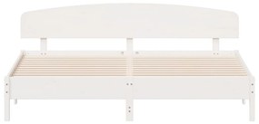 Cama sem colchão 200x200 cm madeira de pinho maciça branco