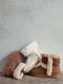 Botas com forro em pelo e fechos, para menina camelo