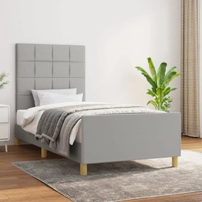 vidaXL Estrutura de cama sem colchão 90x200 cm tecido cinzento-claro