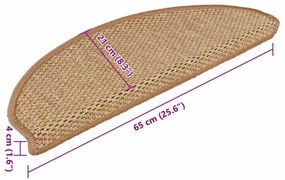 Tapetes escada adesivos aspeto sisal 15 pcs 65x21x4 cm laranja