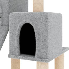 Árvore p/ gatos c/ postes arranhadores sisal 82 cm cinza-claro