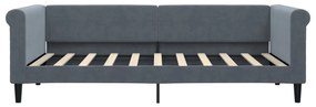 Sofá-cama com gavetão 90x190 cm veludo cinzento-escuro