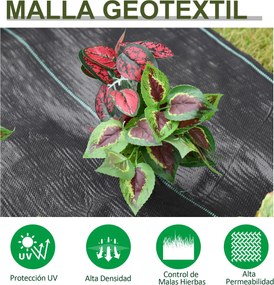 Malha Geotêxtil 1x50 m Malha de Jardim Contra Ervas Daninhas 100 g / m
