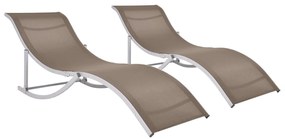 vidaXL Espreguiçadeiras dobráveis 2 pcs textilene cinzento-acastanhado