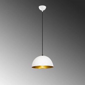 Candeeiro de Teto Sivani – Branco e Dourado – Diâmetro 30 cm, Altura 1