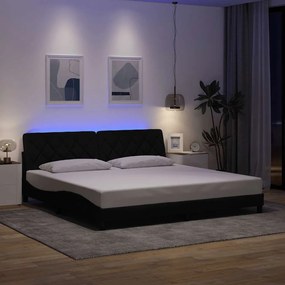 vidaXL Estrutura de cama com LED sem colchão 200x200 cm tecido preto