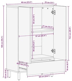 Highboard vidaXL 60x33x100 cm em Madeira de Acácia