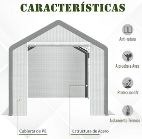 Estufa Jardim com 2 portas e 6 janelas enrolaveis 600x300x280 cm Branc