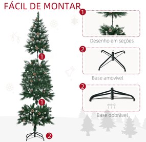 HOMCOM Árvore de Natal Artificial com Neve 180 cm 508 Ramos Realistas