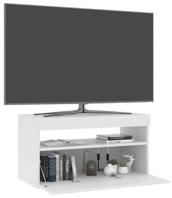 Móvel de TV com luzes LED 75x35x40 cm branco brilhante