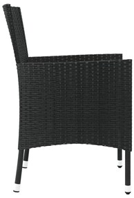 Cadeiras de jardim com almofadões 4 pcs vime PE preto