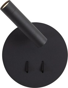 Candeeiro de Parede Moderno Preto Incl. LED com USB-C - Croft