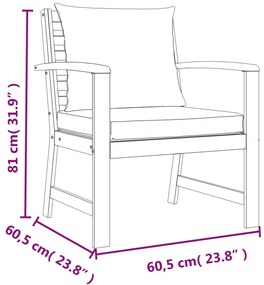 9 pcs conjunto de jantar p/ jardim c/ almofadões acácia maciça