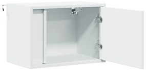 Mesas de cabeceira de parede com luzes LED 2 pcs branco