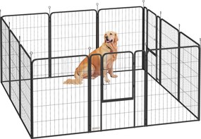 Parque para cães, 68 x 100 cm recinto para cães com 12 painéis modulares e dobráveis, portátil em aço com porta preto
