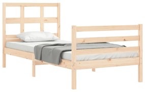 Estrutura de cama com cabeceira 90x200 cm madeira maciça