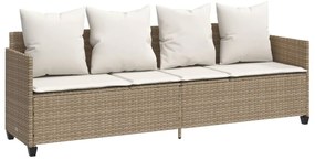 5 pcs conjunto de sofás p/ jardim com almofadões vime PE bege