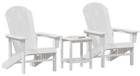 Conjunto de Lounge de Jardim 3 Peças Branco HDPE vidaXL