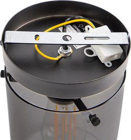 Candeeiro de teto design preto com vidro fumê - Dome