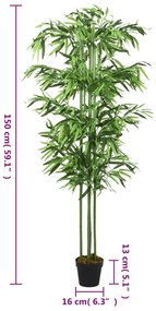 Árvore de bambu artificial 576 folhas 150 cm verde