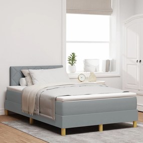 Cama Box Spring com Colchão Cinza Claro 120x190 cm Tecido