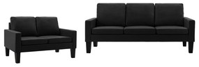 3056675 vidaXL 2 pcs conjunto de sofás couro artificial preto