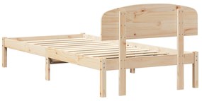 Estrado de Cama com Cabeceira 90x190 cm Madeira Maciça Pinho