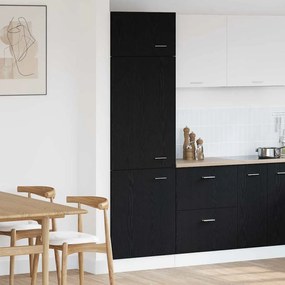 vidaXL Armário de Geladeira em Carvalho Preto - 60x57x207 cm, Feito de Madeira de Engenharia