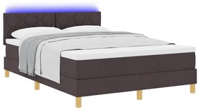 Cama Box spring com colchão e LED Castanho 140x190 cm Tecido