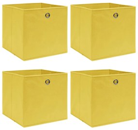 Caixas de arrumação 4 pcs 32x32x32 cm tecido amarelo