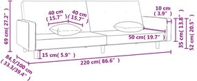 Sofá-cama 2 lugares com duas almofadas tecido vermelho tinto