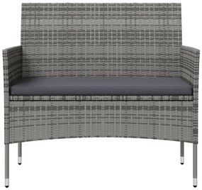 16 pcs conjunto lounge de jardim c/ almofadões vime PE cinzento