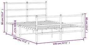 Estrutura de cama com cabeceira e pés 140x190 cm metal preto