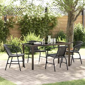 vidaXL Conjunto de Jantar de Jardim 5 Peças Preto Rattan Plástico