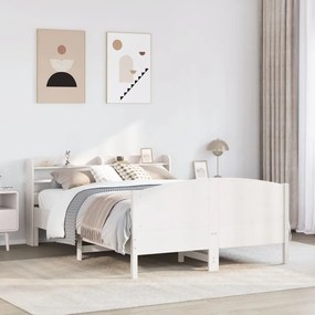 Cama sem colchão 140x200 cm madeira de pinho maciça branco