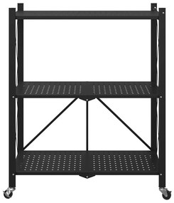 Prateleira de arrumação sobre rodas 71x34x88 cm aço preto