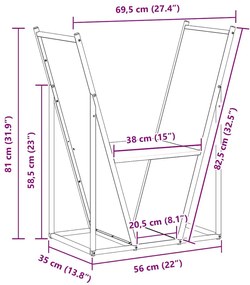 Suporte para lenha 69,5x35x81 cm aço laminado a frio antracite