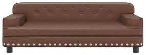 Sofá infantil 90x53x30 cm couro artificial castanho