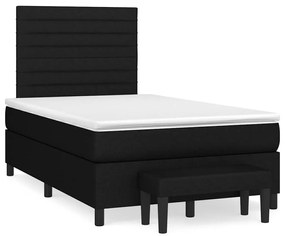 Cama boxspring com colchão 120x190 cm tecido preto